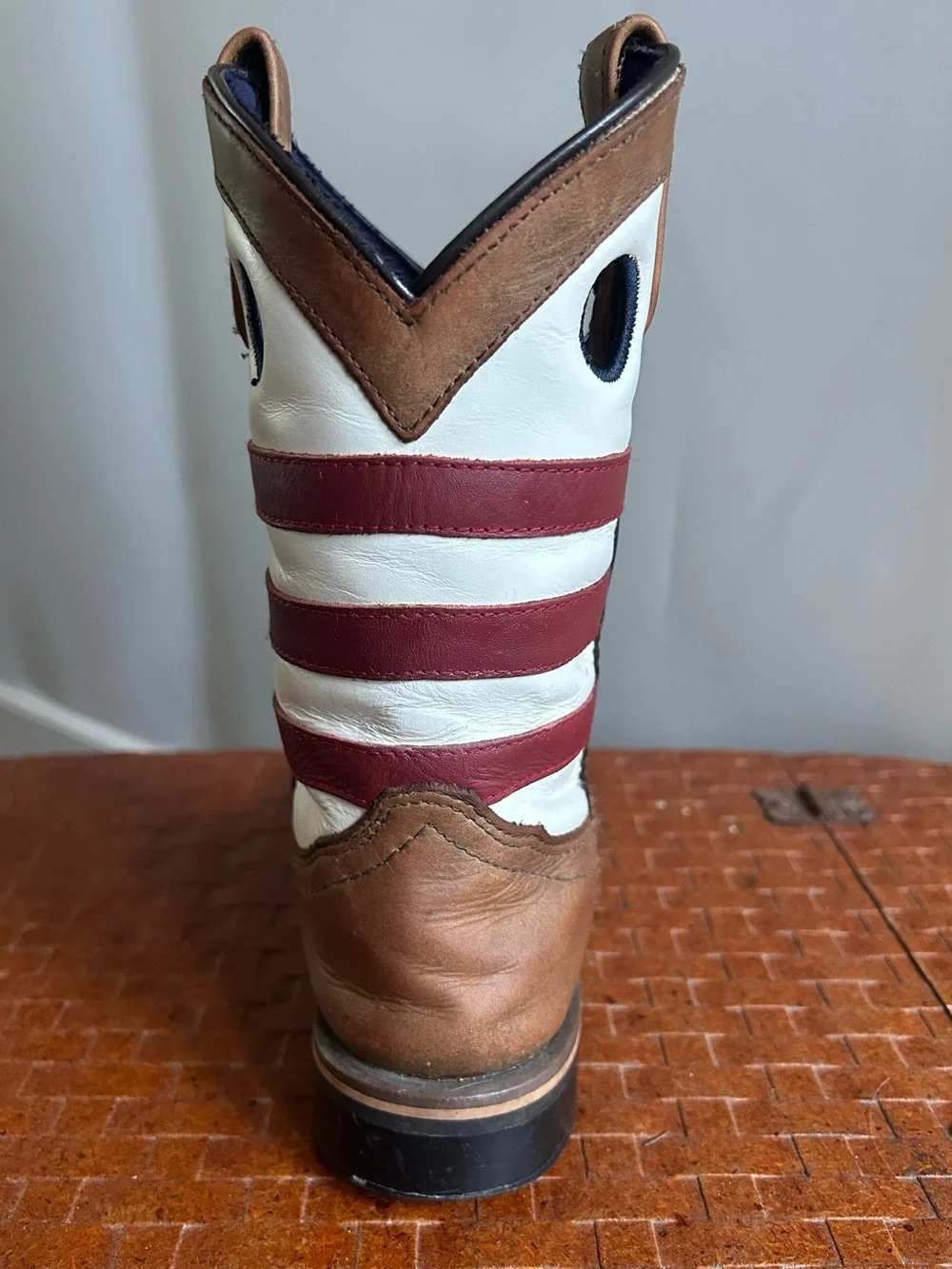 Smoky Mountain Kid Stars Stripes Cowboy Boots American Flag Sz1 Leather Western